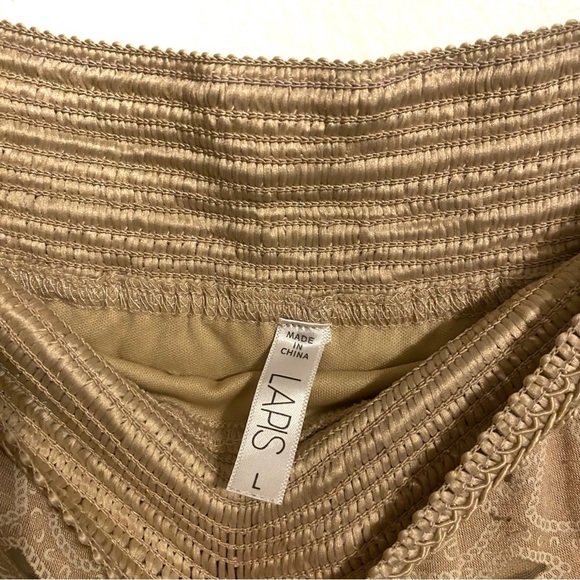 Lapis Long Tan Maxi Skirt Triangular Boho Pattern With Elastic Waistband… - Picture 2 of 4